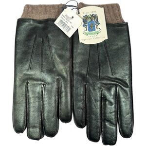 Portolano Leather Gloves Cashmere Lined Brown Size M Luxury Winter